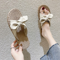 小清新果冻软底蝴蝶结凉拖鞋女孕妇外穿2021年夏季新款防滑沙滩鞋 米色 35