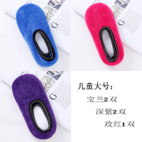 秋冬加绒成人女地板袜点胶防滑室内鞋袜大人男袜套儿童早教学步袜 儿童大号:宝兰2深紫2玫红1 均码(绒面袜套)