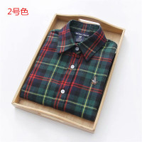 小熊磨毛格子衬衫女大码法兰绒衬衣韩版内搭百搭打底衫外穿学生潮 墨绿色 2号色 M