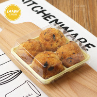 肉松小贝包装盒4格雪媚娘糯米糍泡芙蛋糕西点透明吸塑盒100套 黄色单盒100套