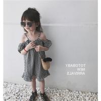 露肩儿童夏装裙子一字肩2021新款女宝宝公主吊带衣服女童连衣裙潮 黑色 80cm