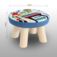 凳子圆凳实木时尚方凳布艺沙发凳子椅子家用茶几凳成人矮凳小板凳 圆形蓝鹿