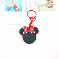 钥匙套头钥匙扣硅胶保护可爱ins卡通链家用韩国创意女挂件防盗门 大号领结+红扣