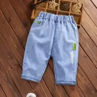 男童牛仔短裤夏装2021新款儿童裤子五分裤中大童中裤夏季潮流宽松 2贴标款蓝色中裤 110码[建议身高1米05左右]