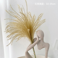 北欧风真花干花花束抽象艺术人物雕像家居摆件砂岩树脂桌面装饰品 忘忧拂尘花花束(不含人像)