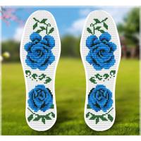 十字绣鞋垫2021年新款自己绣手工绣花男女刺绣夏季半成品鞋底加厚 蓝色妖姬 35