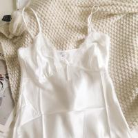 爱之礼内衣 显瘦显白复古花朵吊带睡裙仿真丝蕾丝少女家居睡衣 白色仿真丝吊带 货号186 160(M) 100斤以内