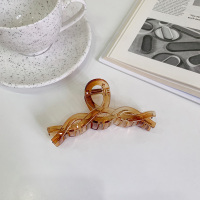 高级感成人大号复古洗澡盘发夹后脑勺抓夹气质发抓鲨鱼夹发卡头饰 FJ-0381-12橙色扭曲款