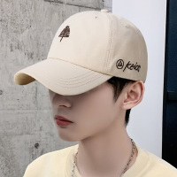 遮阳鸭舌帽男夏季男士防晒帽遮脸潮牌薄款棒球帽女太阳帽子ins潮 刺绣柏树-卡其色 可调节(56-60cm)