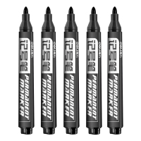 得力记号笔黑色粗头大容量马克笔勾线笔油性笔防水不掉色大头笔批发速干签到笔海报笔彩色大头粗 黑色单头5支