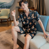 南极人睡衣男2021年新款夏季薄款冰丝短袖短裤丝绸男士夏天家居服 (AZD)冰丝 男220 (165M码)建议身高165