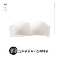 无肩带内衣女薄款夏季小胸聚拢文胸无钢圈白色抹胸式防滑裹胸隐形 白色 S [32/70AB 建议100斤以内]升级防滑