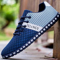 2021新款夏季男鞋潮流休闲鞋平底镂空老北京布鞋男士透气防臭网鞋 F55蓝色 39