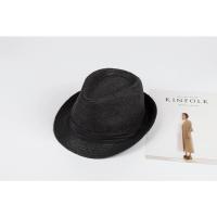 韩版潮遮阳帽英伦夏天女百搭男士草帽礼帽爵士帽情侣沙滩帽子 黑色 M(56-58cm)