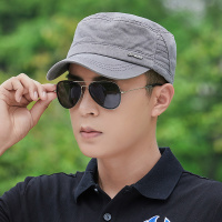 男士帽子夏季防晒太阳平顶鸭舌帽男爸爸休闲春夏天百搭遮阳棒球帽 灰色 均码