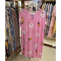 棉绸睡裙女夏新款人造棉连体衣胖MM宽松中裙大码学生家居服可外穿 01粉色兔子 均码 95斤--195斤