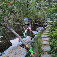 太阳能蜂鸟七彩led风铃灯户外防水庭院花园露台民宿景观装饰挂灯 太阳能绿色蜂鸟风铃灯(七彩)