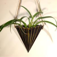 陶瓷悬挂花瓶水培植物小花插创意麻绳壁挂花器吊瓶墙饰家居饰品 茶叶沫 三角形