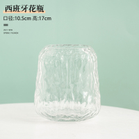 西班牙风格北欧轻奢玻璃透明花瓶电视柜餐桌插花玄关家居软装饰品 透明小号