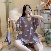 加肥特大码睡衣女200斤套装夏季薄款冰丝宽松胖MM短袖短裤家居服 摩卡牛牛 送收纳袋 M[建议120斤内]