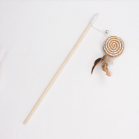 猫咪玩具逗猫神器木质老鼠铃铛猫猫宠物用品小猫羽毛斗猫棒 编织棒棒糖