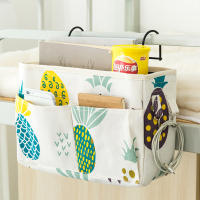 床边收纳袋挂袋 床头挂篮放手机神器 床上袋子小布袋墙挂式置物架 菠萝 1层