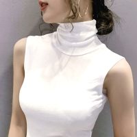 白色打底衫内搭秋冬薄款高领T恤坎袖背心套头女上衣修身新2020 白色 S 建议80-90斤