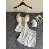 韩版春夏季外穿家居服睡衣女小清新吊带背心短裤学生两件套装薄款 白色 M