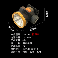 雅格头灯可充电式强光户外远射LED头戴式手电钓鱼灯探险照明矿灯 U108锂电池1W