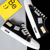 2021夏季新款帆布鞋男春季百搭休闲平底板鞋韩版潮流透气男士布鞋 9776黑色 39