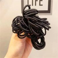 宝宝发圈儿童皮筋不伤发高弹力婴幼儿女童小号发绳扎头发皮筋发饰 螺纹黑色50根袋装