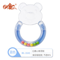 日康 婴儿牙胶 磨牙器水果宝宝磨牙棒牙咬咬胶硅胶无毒带摇铃玩具 小熊牙胶(蓝色)