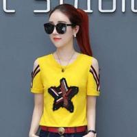 时尚套装女2021夏季新款韩版气质洋气学生短袖牛仔短裙两件套裙子 黄色【单独一件T恤上衣】 M【建议80-100斤】