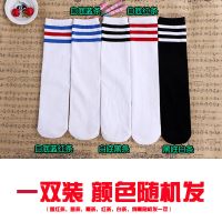 三双装男女童学生袜足球袜春夏秋冬学院风过膝儿童舞蹈中筒袜子 一双(颜色随机发) M码袜长35厘米左右(适合4-9岁)