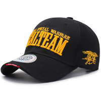 帽子男鸭舌帽韩版潮新款街头时尚百搭刺绣海豹突击队户外棒球帽 黑色 可调节