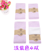 袜子女秋冬款棉袜中筒袜月子长袜雪地袜冬季加绒厚短袜男士保暖袜 浅紫色 均码[建议35-45码]加绒雪地袜