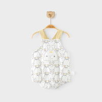 巴厘小猪宝宝吊带包屁衣女婴儿夏季薄款超萌三角哈衣爬服小童夏装 白底印螃蟹 59cm