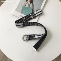 帆布皮带男女通用学生ins潮男裤带百搭字母帆布腰带女青年双环扣 黑色 130cm