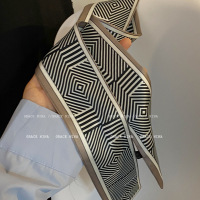 搭配点睛！法式发带女绑发春季外出发饰复古丝巾带领巾蝴蝶结头饰 迷宫丝巾发带