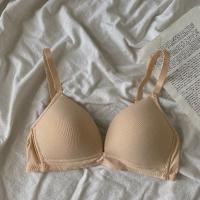 春季2021新款韩版时尚小胸聚拢学生高中内衣无痕收副乳上托文胸女 杏色 32/70AB通杯