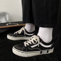 鞋子ins女原宿风帆布鞋学生韩版百搭2020新款春季学院风情侣板鞋 黑色 35 女款