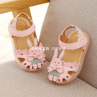 2020夏季新款女宝宝凉鞋女童亮灯皮鞋婴幼儿软底公主学步鞋1-3岁2 111 (兔子不亮灯)粉色 15码内长约12cm