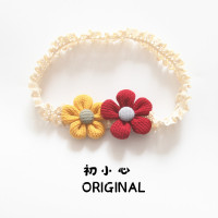 韩版婴儿发带女宝宝周岁头饰超弹不勒头发饰婴幼儿满月百日头花 红黄2朵小花