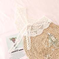 蕾丝罩衫女韩版百搭新娘礼服披肩夏秋季多色外搭配裙子蕾丝套头衫 白色 纯棉 太阳花款 小披肩