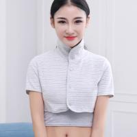 夏季长短袖男女薄款防寒空调房护肩膀中老年护肩颈椎坎肩睡觉保暖 有领浅灰色短袖 M