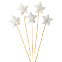 生日烘焙蛋糕装饰插牌PU反光插件五角星爱心派对甜品台100支 西瓜红