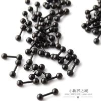 简约钛钢双圆球哑铃螺纹玫瑰金迷你小耳钉骨钉 男女 钢色3mm(5个)细针