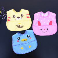 免洗宝宝防水吃饭兜婴儿喂饭按扣围嘴夏薄款儿童吃饭围兜2个 老虎鸭子兔子随机2个装可备注
