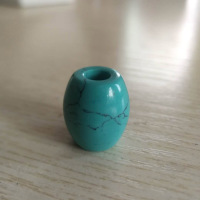 天然石头路路通大桶珠带孔粉晶大孔锁骨珠DIY饰品配件 绿松 1个