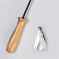 伸缩逗猫棒长杆羽毛铃铛仙女耐咬猫玩具自嗨逗猫替换头猫咪用品 伸缩逗猫棒[白色单头]